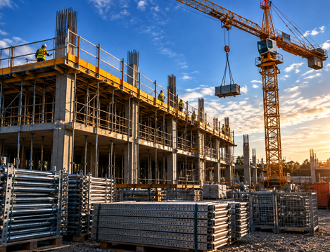 Construction site with crane